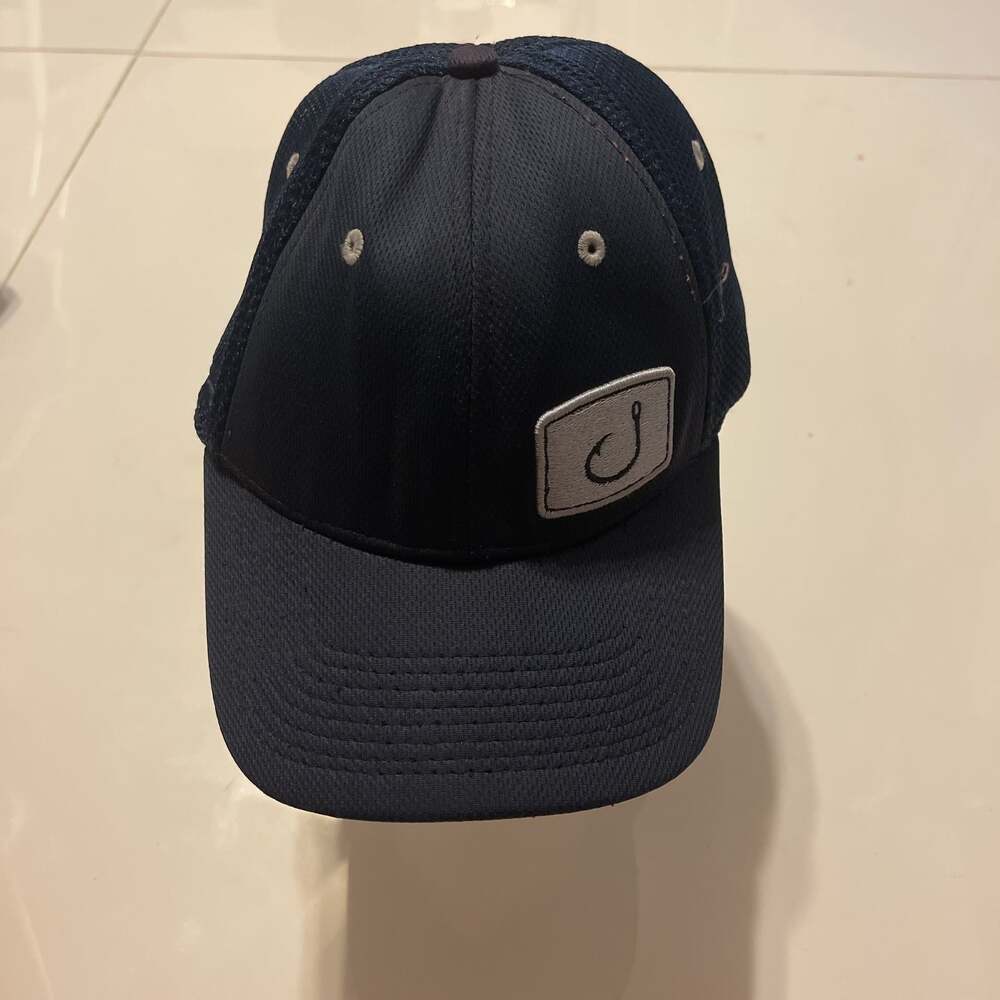 One Size Navy Blue Fishing Hook Patch Mesh Back Baseball Cap